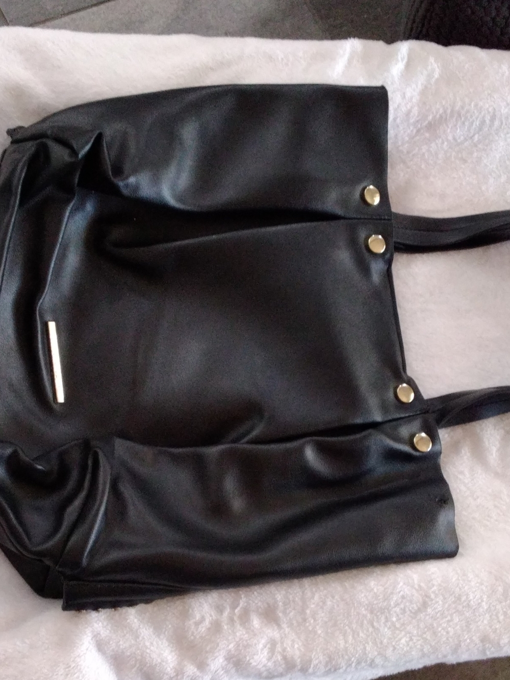 Steve Madden Black Shoulder Tote with Gold Hardware